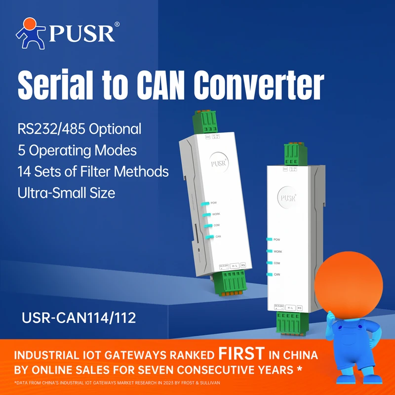 

PUSR RS485 RS232 Ethernet to CAN protocol Converter CANBus to Serial Bi-directional conversion USR-CAN114/112/115
