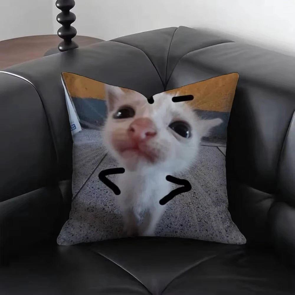 مضحك القط M-Meme وسادة غطاء الرموز التعبيرية طباعة كيس وسادة تصميم مجردة ديكور المنزل لغرفة المعيشة أريكة غرفة نوم