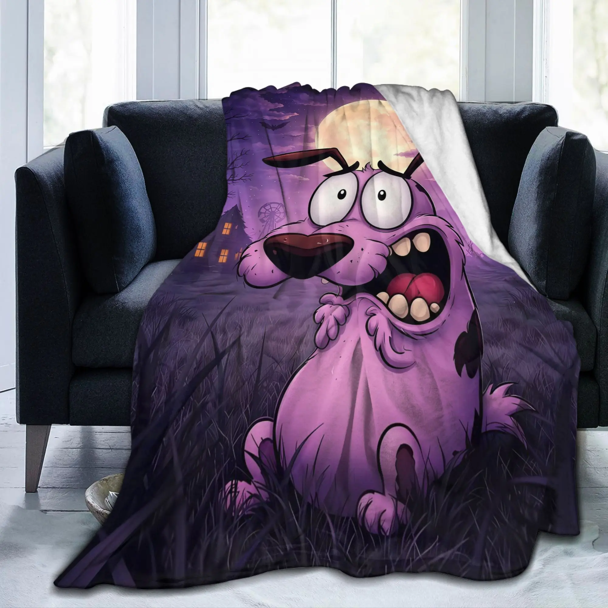Custom Courage the Cowardly Dog  Blankets Warm Flannel Halloween Cartoon  Throw Blanket for Bed Travel Rug Piece