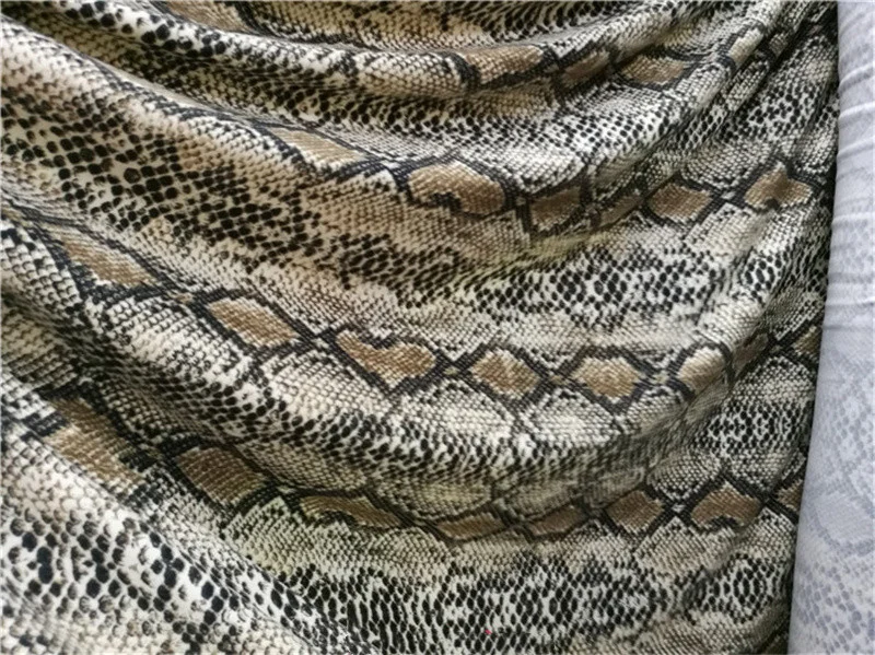 Elastic Snakeskin Grain Brushed Knitted Printing Fabric High Quality Bar Stage Handmade DIY Sewing Designer Fabric By The Meter