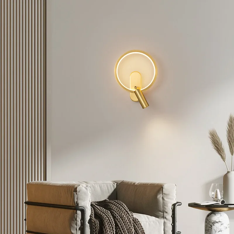 All Copper Bedroom Bedside Lamp Simple Minimalist Wall Sconce Light Luxury Living Room Wall Lamp