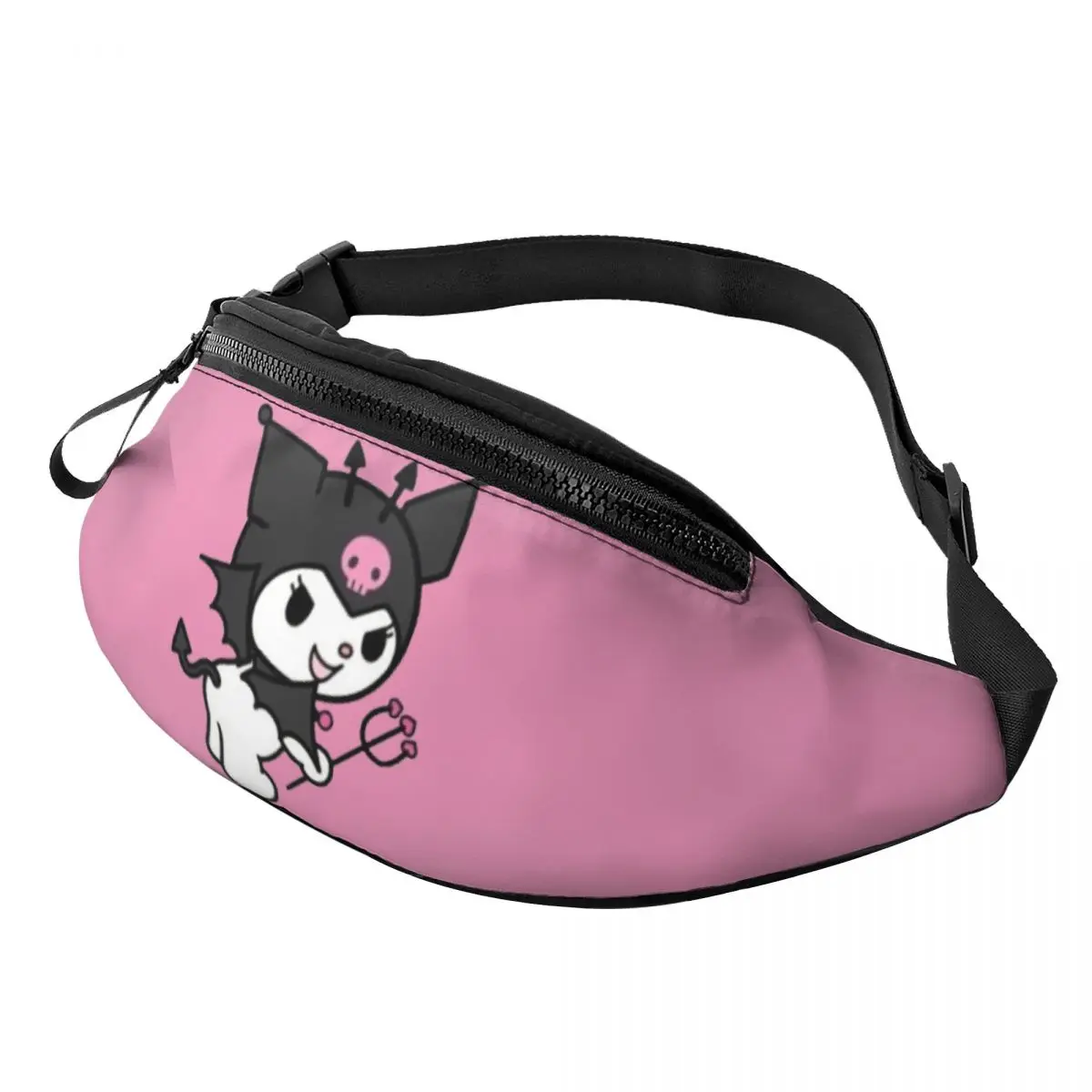 

Custom Anime Kuromi Fanny Pack Women Men Fashion Cartoon Crossbody Waist Bag for Running Phone Money Pouch