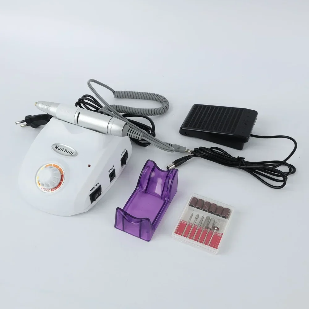 Taladro eléctrico profesional para manicura, máquina de 20W, 35000RPM, fresas, Lima de arte con cortador, kit de herramientas para uñas