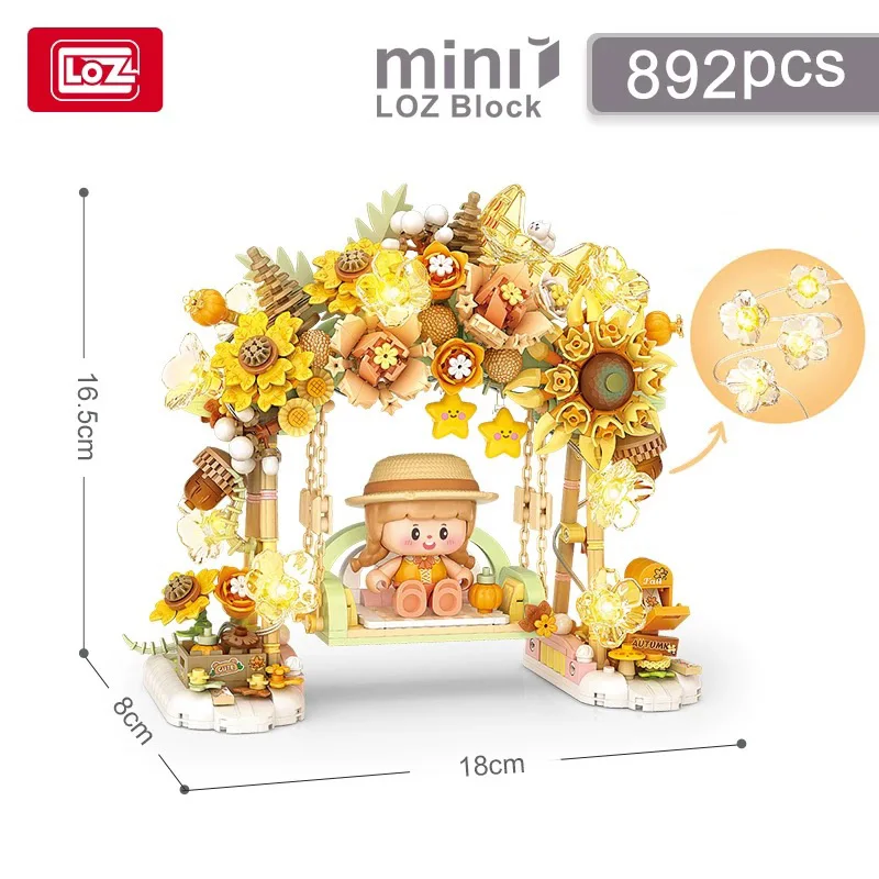 

LOZ1354 Street Series Outdoor Swing Model Assembly Toy Ornaments Children and Girls Building Block Toy Gift