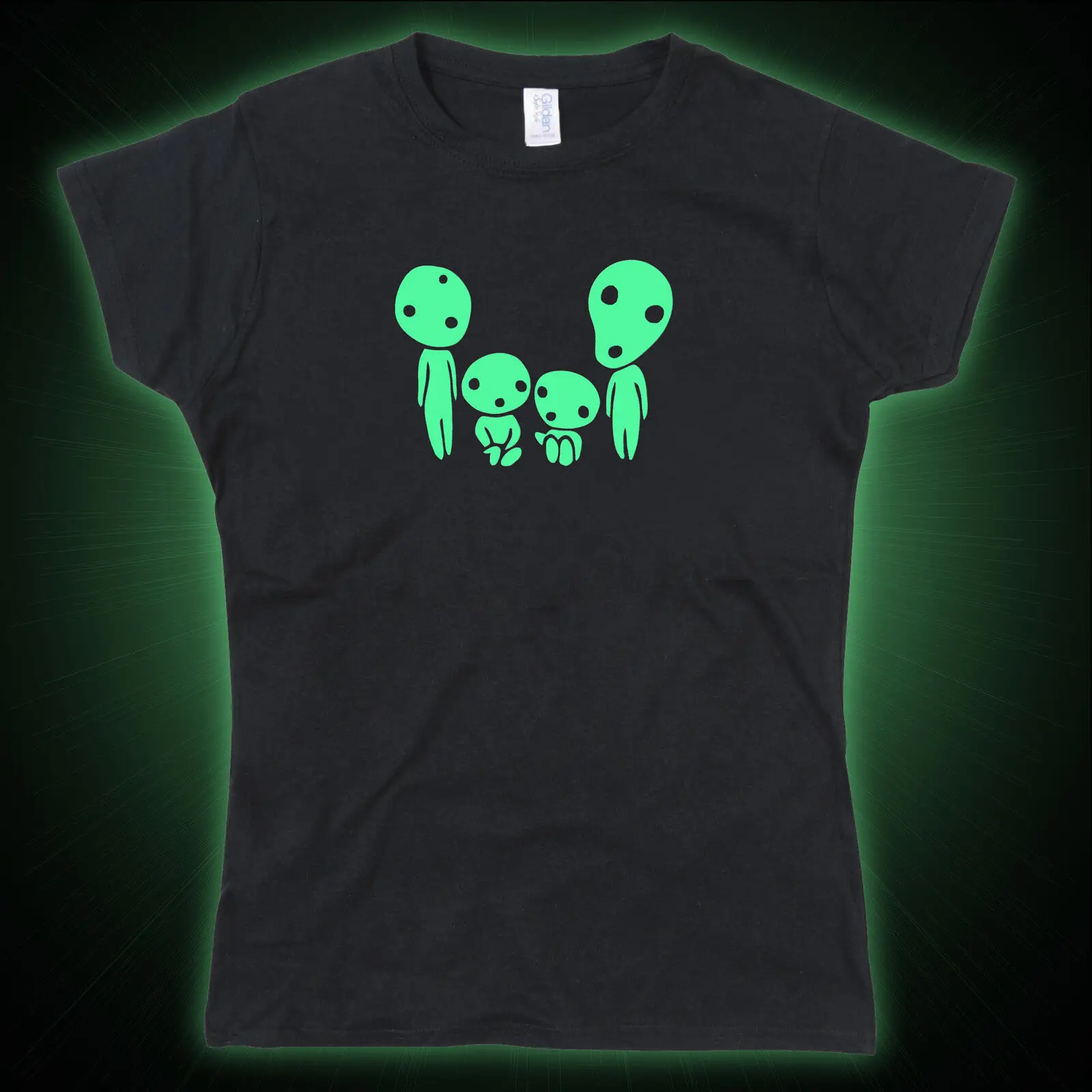 

Kodama Family Mononoke inspired Glow in the dark Ladies Tshirt T-Shirt Tee Top