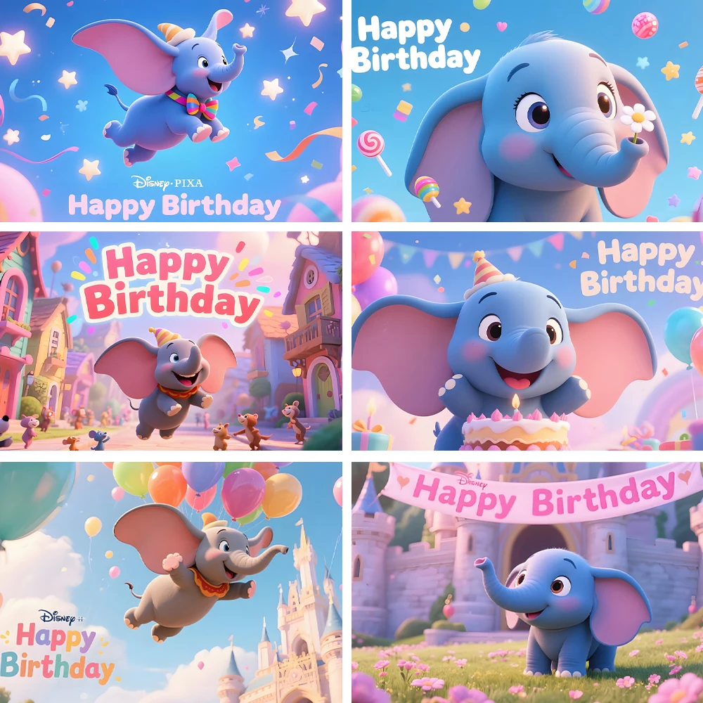

Cartoon Disney Dumbo Theme Birthday Party Supplies Background Decoration Banner Baby Shower Backdrop Kid Photography Shoot Gifts