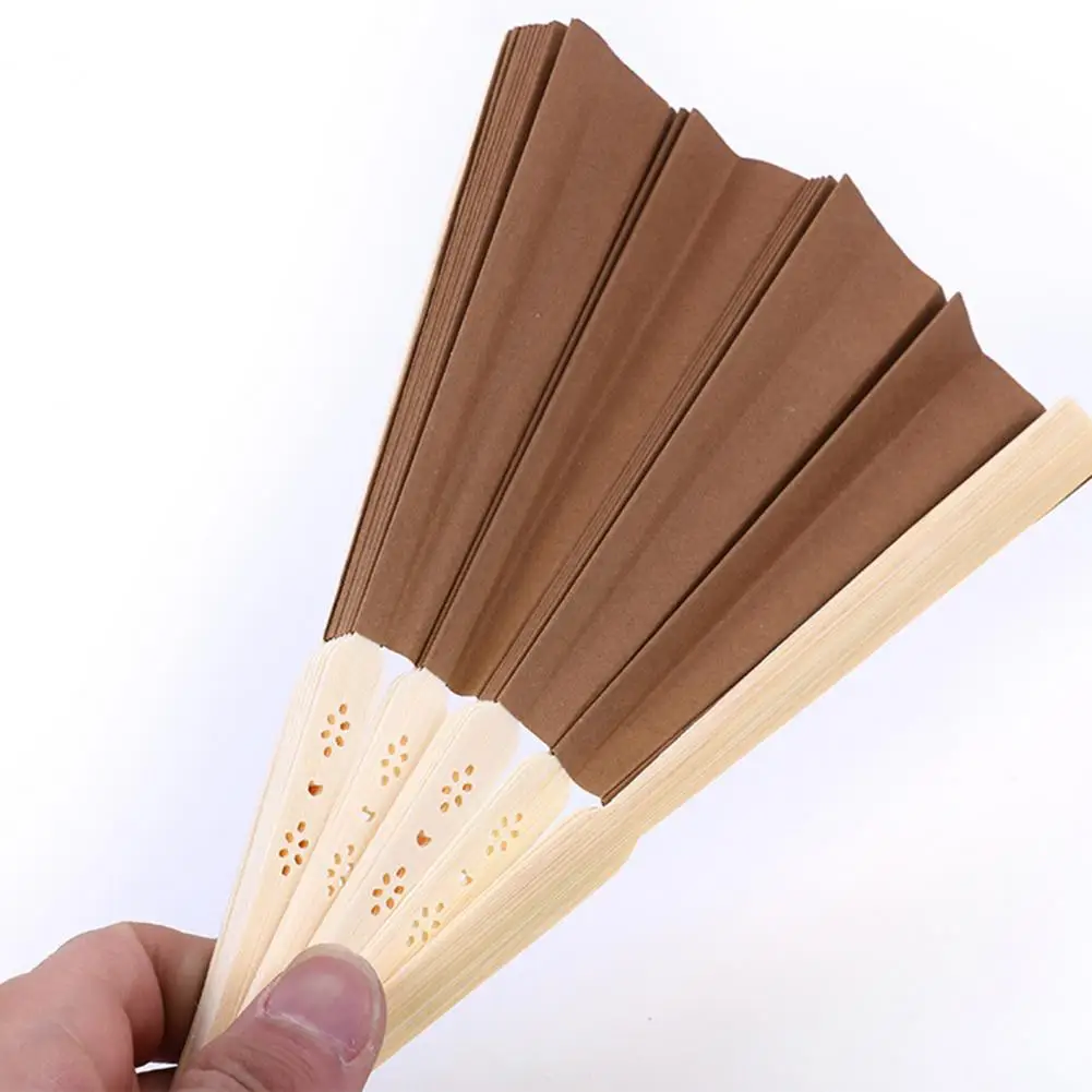 38*21cm Paper Folding Fan Bamboo Handle DIY Preschool Education Foldable Fan Paintable Blank Fan Handmade Craft Tool Home Supply