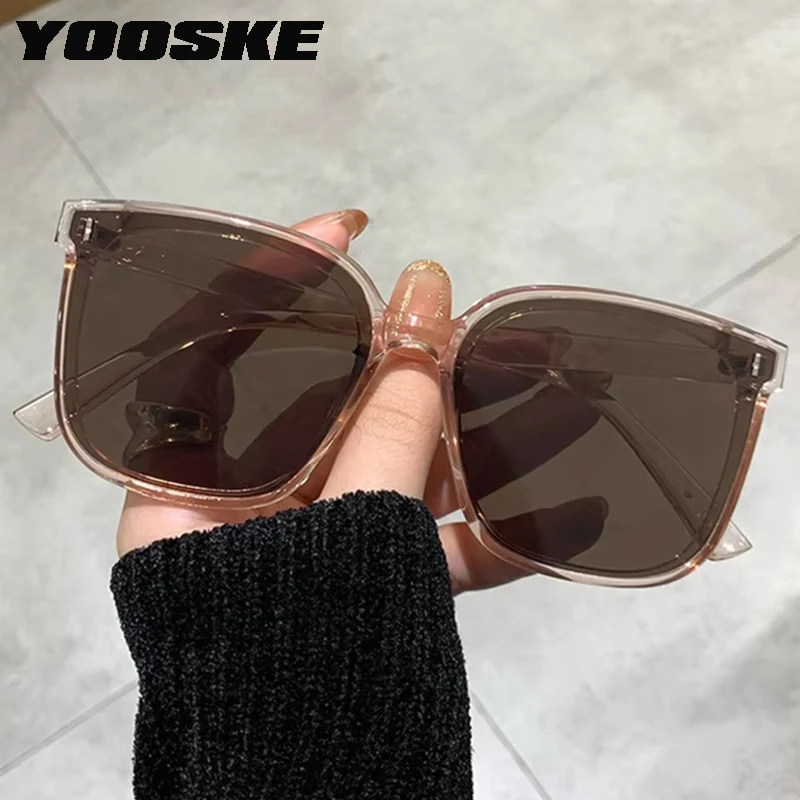 YOOSKE New Square Sunglasses Women Fashion Oversized Classic Retro Sunglasses Men concave Shape Black Premium Goggles