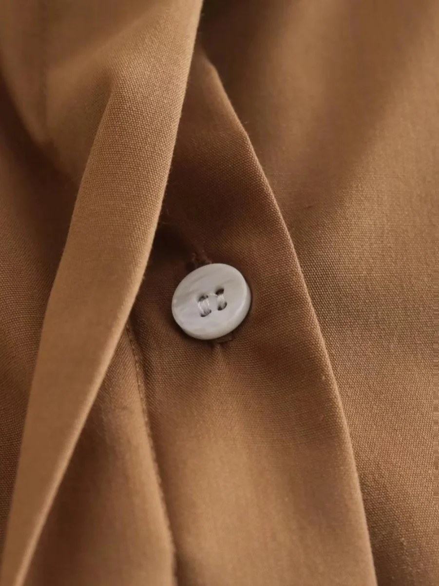 Nova csa fena de manga crida, soltinha, branca, estilo outono, com gola dobrável, curta, estilo urbano, que deixa a...