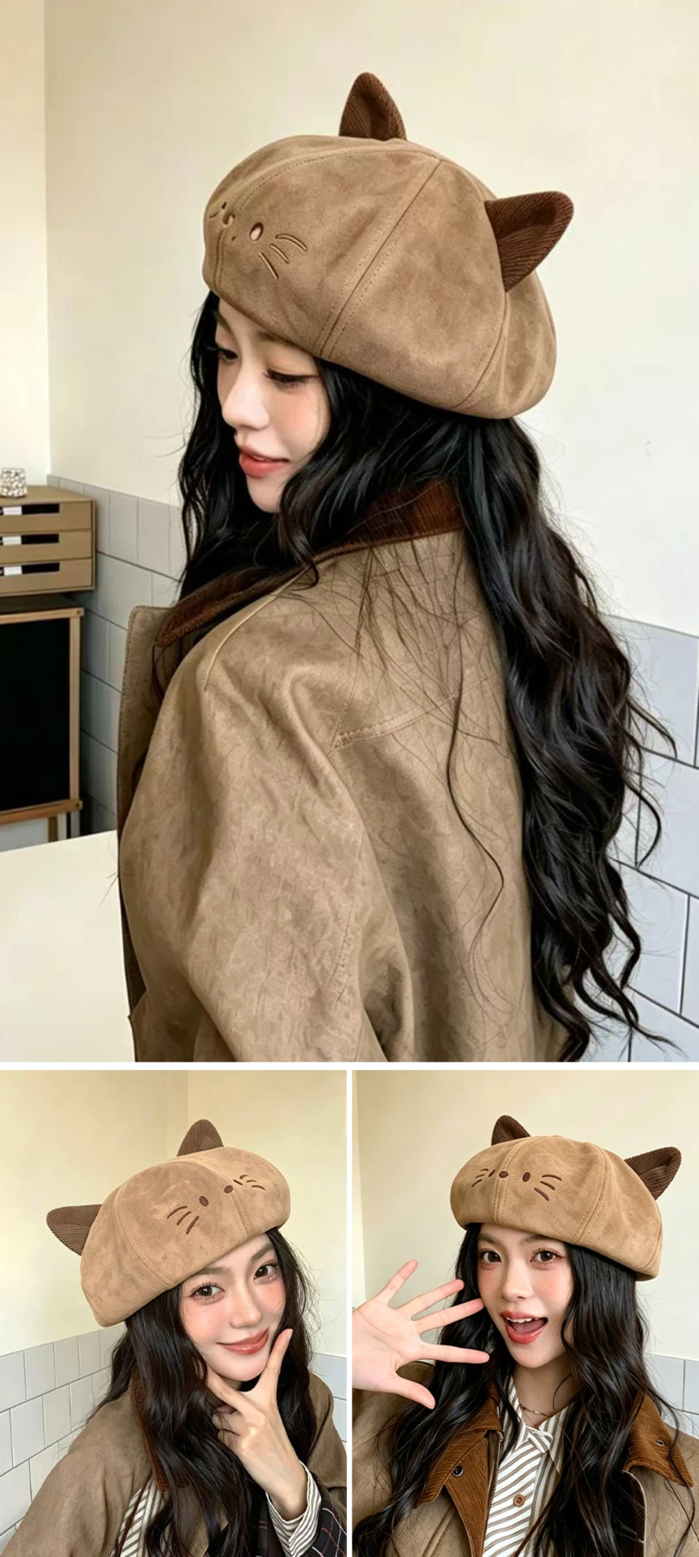 HT5151 Damen-Baskenmützen 2026 Neue Frühlings- und Herbst-Baskenmütze für Damen mit niedlichen Ohren, achteckige Newsboy-Kappe, weiblicher koreanischer Stil, Künstler- und Malermütze – Detail 8