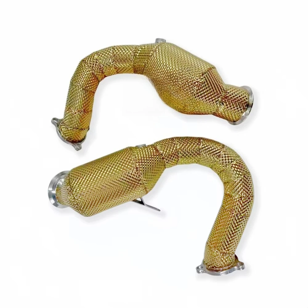 

High Flow Downpipe for Macan Turbo S 3.0T 3.6T 2014-2018 Exhaust Pipes Head Catalytic Converter with Gold Insulation