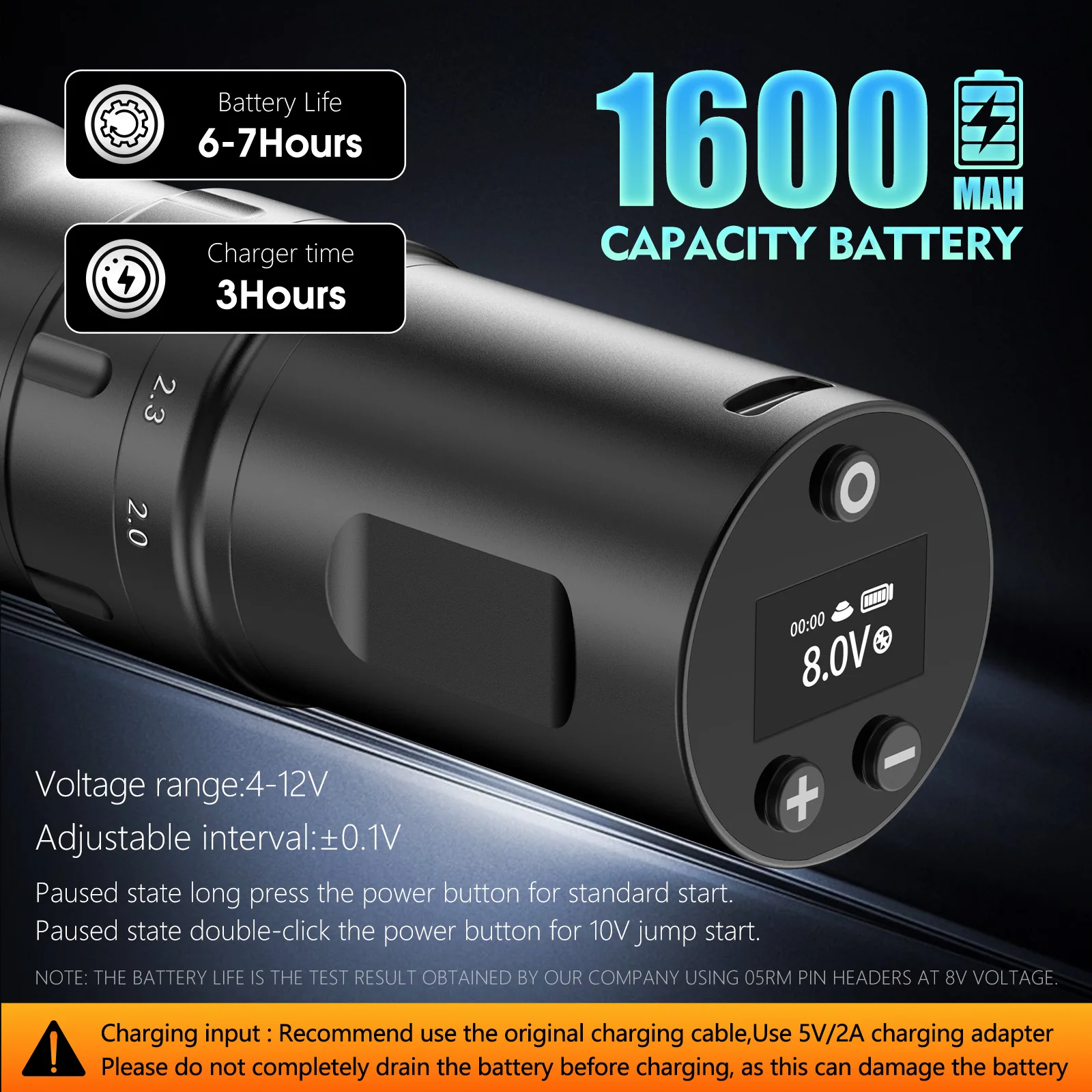  مجموعة أدوات الوشم اللاسلكية لآلة الوشم، مجموعة أقلام الوشم الدائم بدون قلب، قابلة للتعديل 2.0-4.2 مم #4