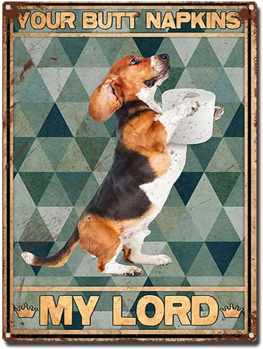 Retro Style Metal Tin Signs - Basset Hound Your Butt Napkins Wall Art Retro Style Metal Tin Signs - for Home Dorm Gym