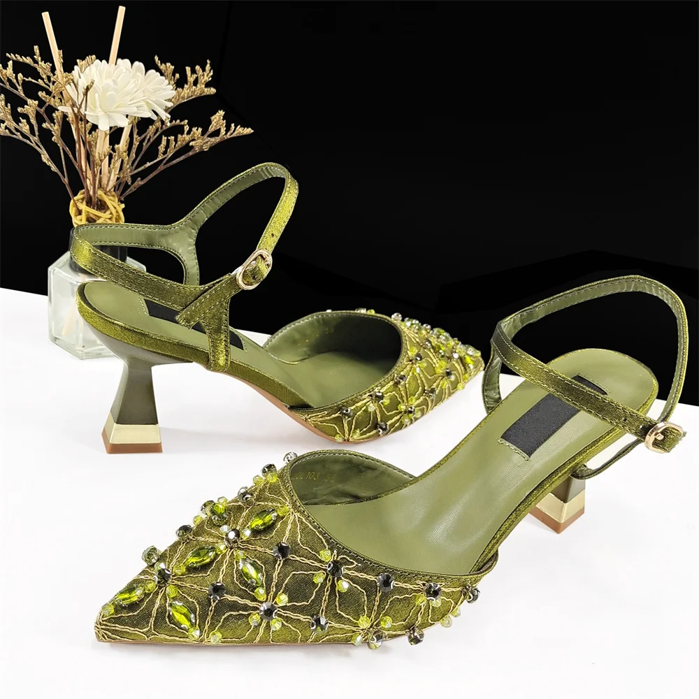 جديد وصول إيطاليا نمط حجر الراين صندل كعب عالٍ أحذية الصيف أزياء المرأة مضخات الأحذية #3