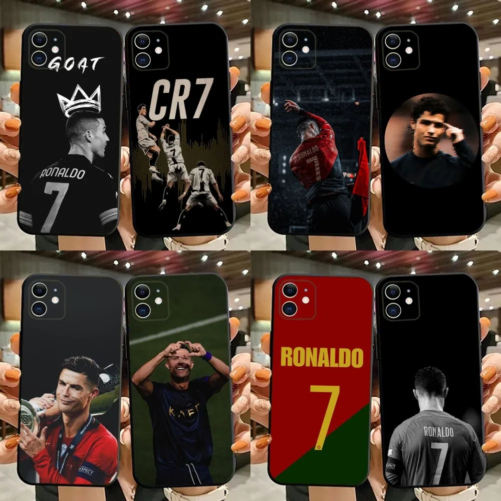 

Football Phone Case For iPhone 15,14,13,12,11,Plus,Pro Max,XS,X,XR,SE,Mini,8,7 CR7-R-Ronaldo Soft Silicone Black Cover