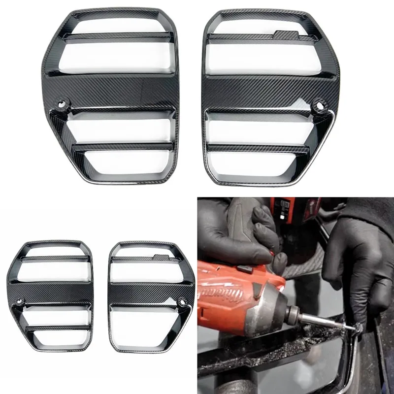 G80 M3 Front Grille ST Style Carbon Fiber Front Bumper Grille Bumper Cover Nose Trim for BMW G80 M3 G82 M4