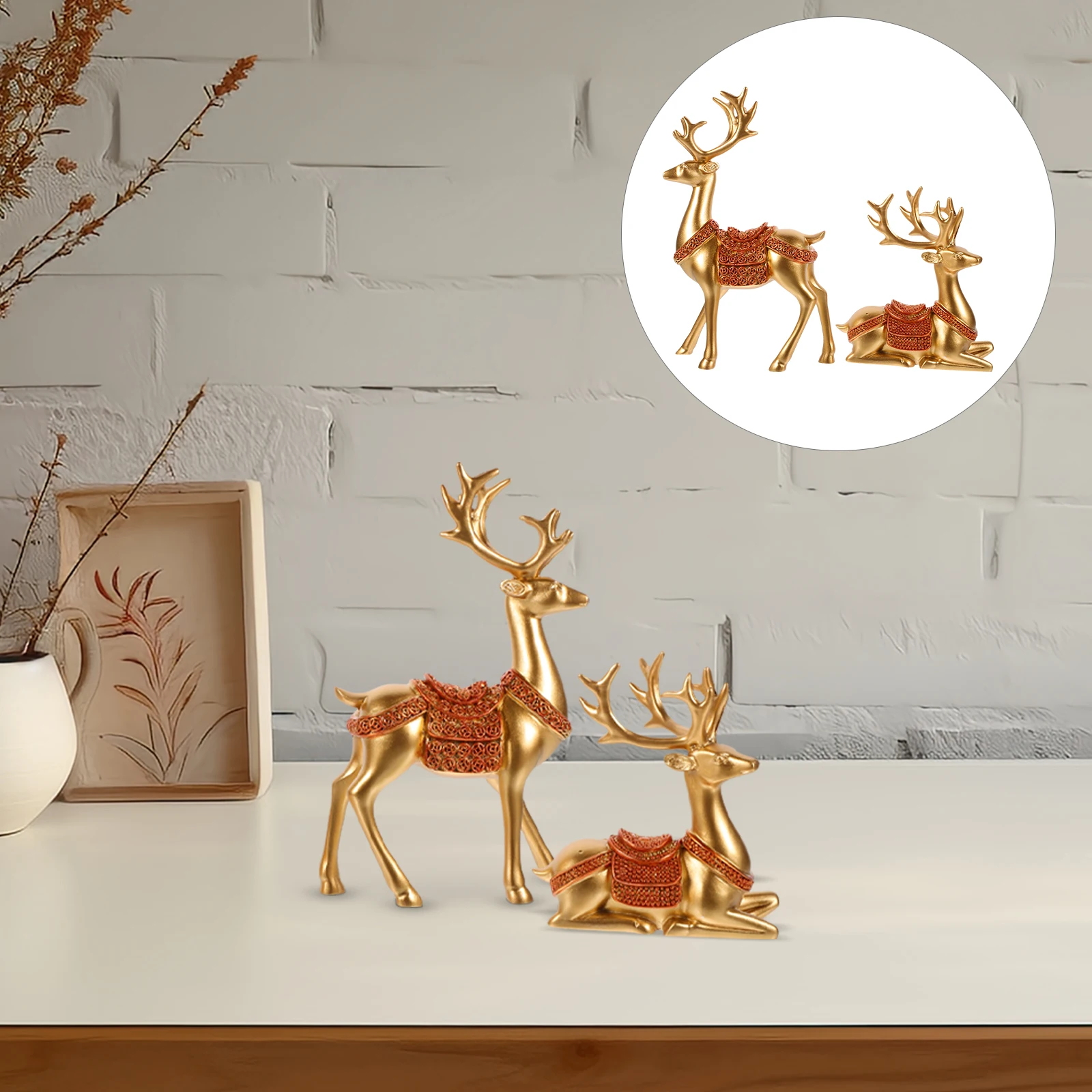 

Elk Ornaments Resin Reindeer Sculpture Statue Tabletop Miniature Home Decor