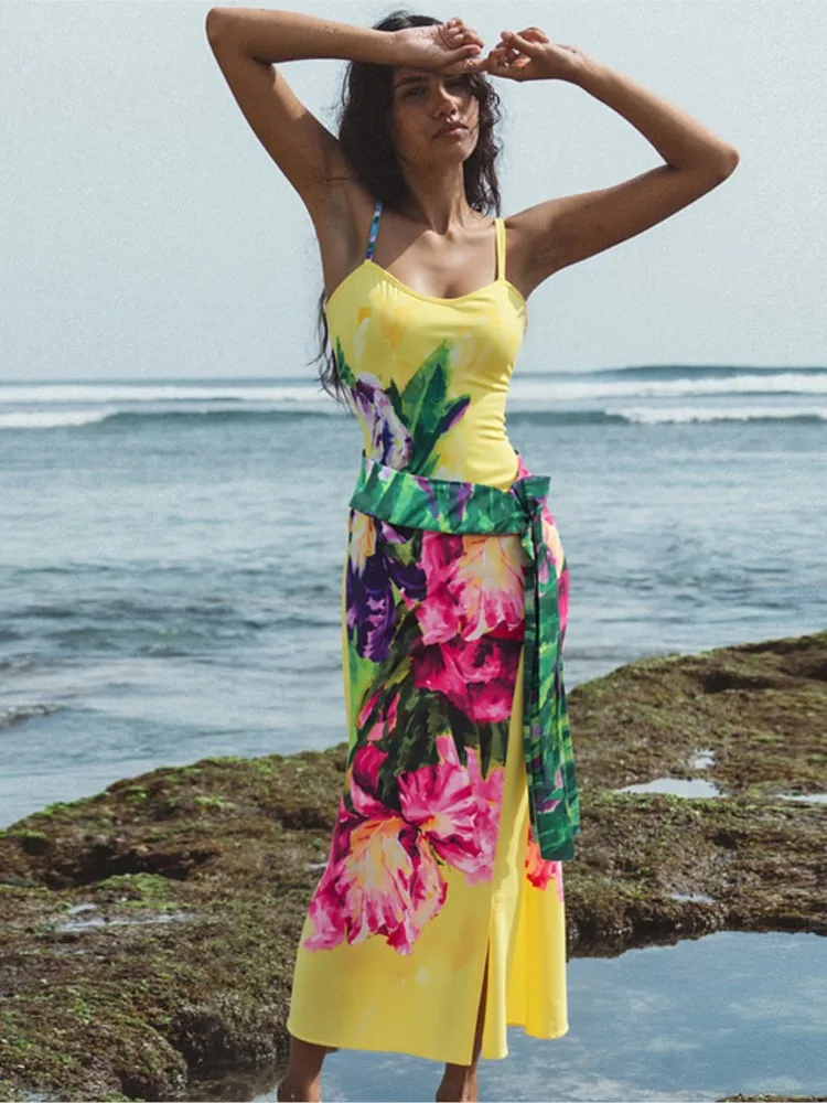 New High Waist Sexy Swimsuit Women Summer Bathing Suit Bikini Set Sleeveless Swimwear Women Beach Swimming Suit For Female