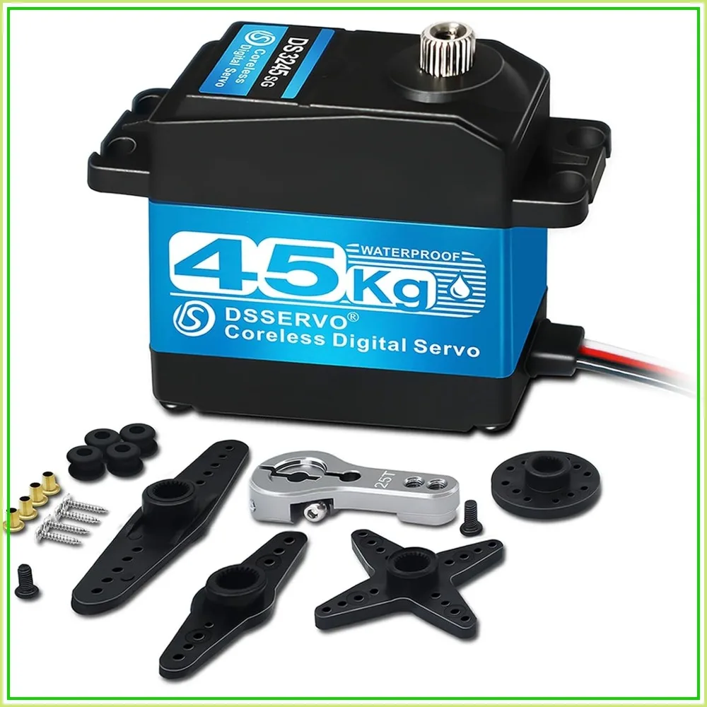 45KG High Torque Servo 8.4V Coreless RC Steering Servo Motors Stainless Steel Gear Low Profile Waterproof for 1/8 1/10 1/12 Scale Cars DIY Robotic 270 Degree