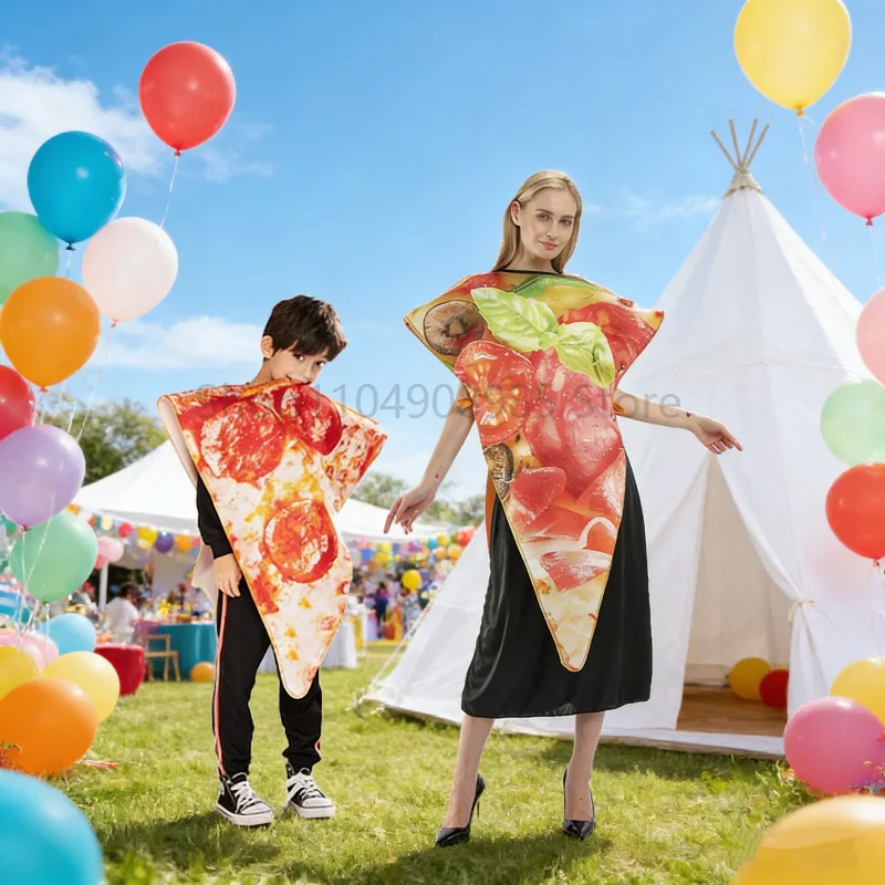 

Adult enfant Funny Pizza Costume Food Theme Party Cosplay Family Group Outfits Carnival Easter Stage Performance Fancy Dress