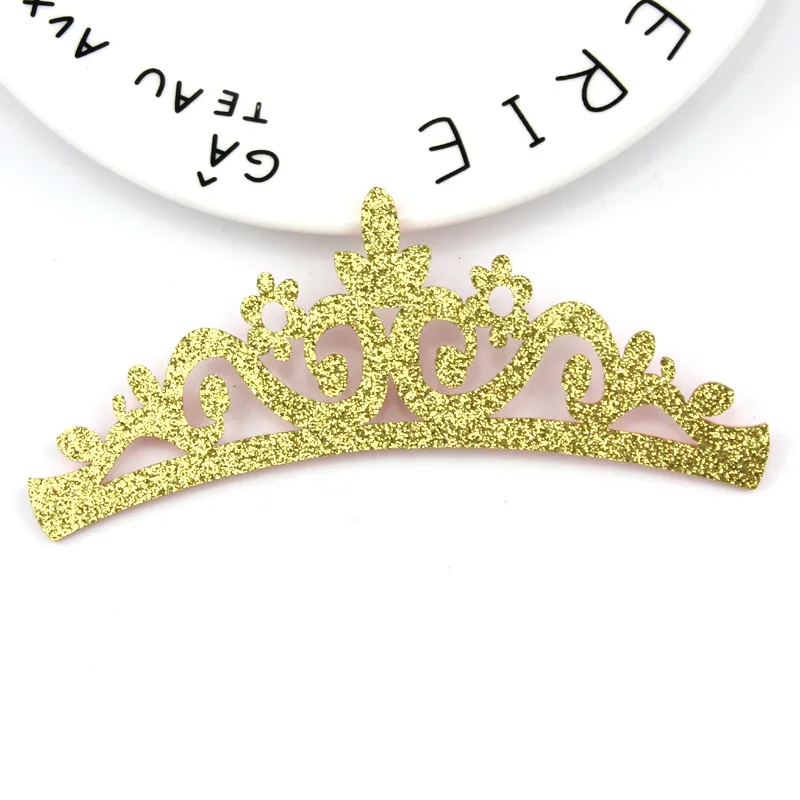 18Pcs 4.5*12cm Glitters Crown Shiny Padded Appliques For DIY Kids Headwear Clip Hat Decor Ornament Garment Accessoires Wholesale