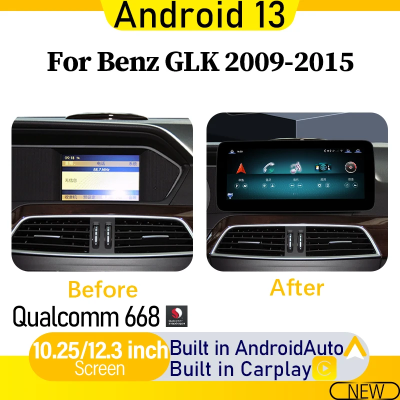 

12+256G Android 13 Car Radio Multimedia Player For Mercedes Benz GLK Class X204 Carplay GPS Navigator 2009-2015 Central control