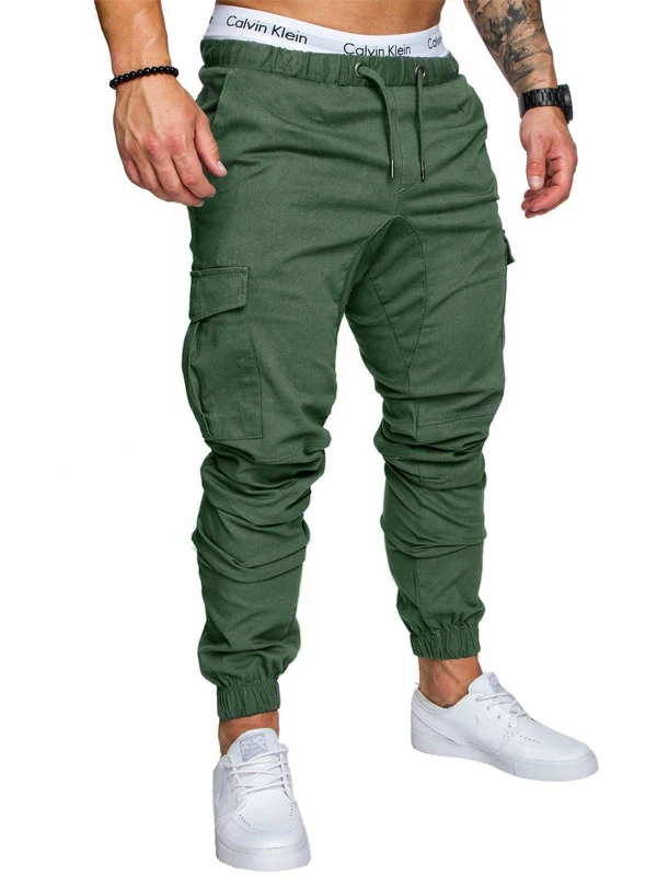

Summer Color Casual Pants Men's Loose Straight Leg Spor Cuffed Loose Waist Dstring Long Trousers Youthful Sle