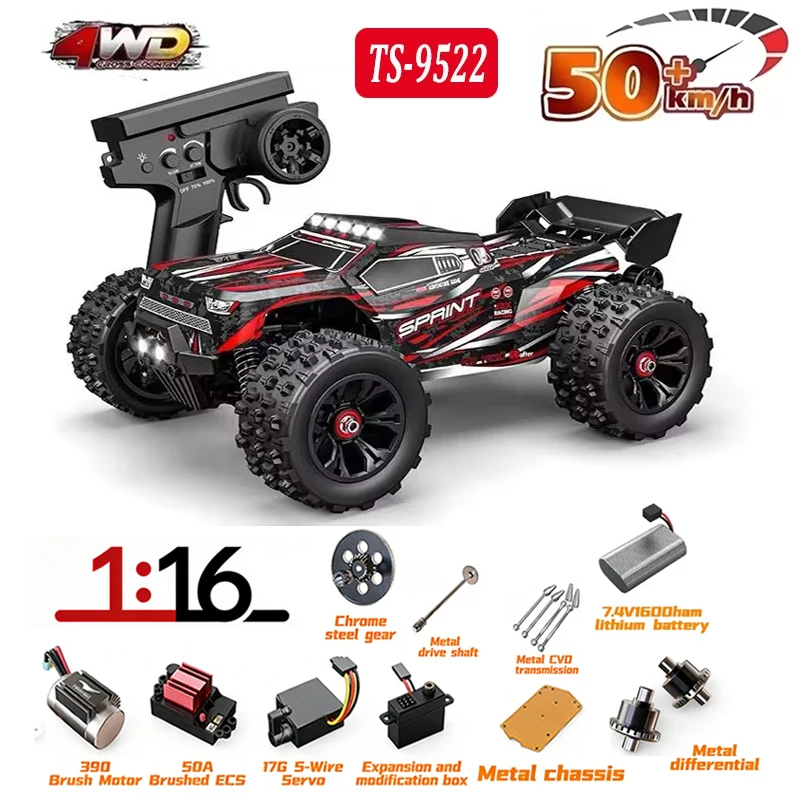 MJX Hyper TS 9522 pro RC auto borstelloze 4WD hoge snelheid 85km/u op afstand bestuurbare off-road truck met grote wielen, makkelijk te besturen voertuig