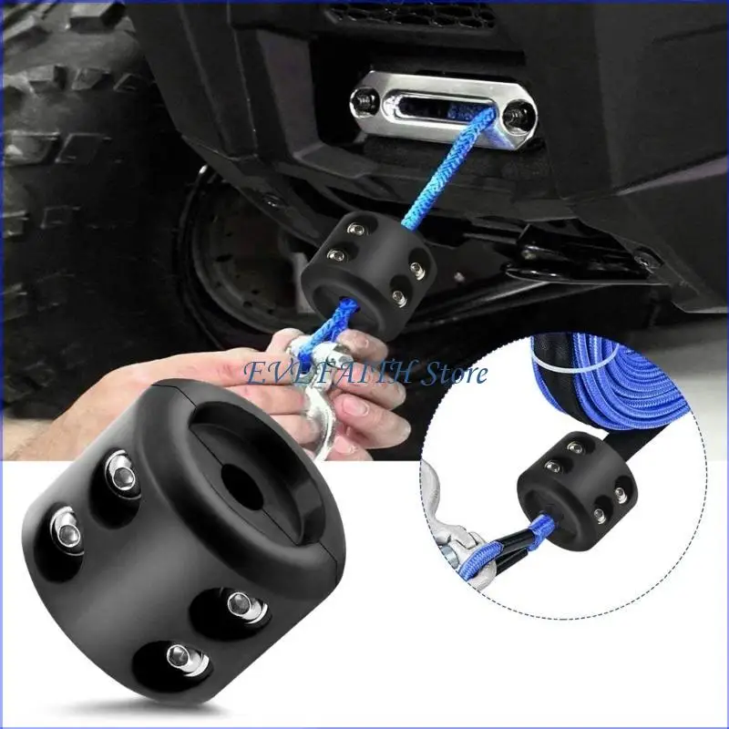 124B Rubber Winch Rope for ATV SUV Off-road Cord Plug-Car Protector Cable Hook Stopper Winch Mount Line Saver Shock Absorbent