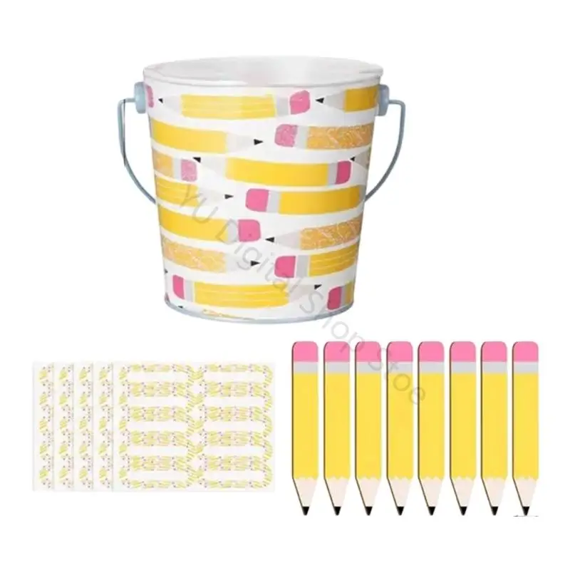 96BA Holz-Namensstick-Set mit Eimer und beschreibbaren Etiketten für den Gebrauch durch Lehrer Klassenzimmer, für Anrufe von – Detail 5