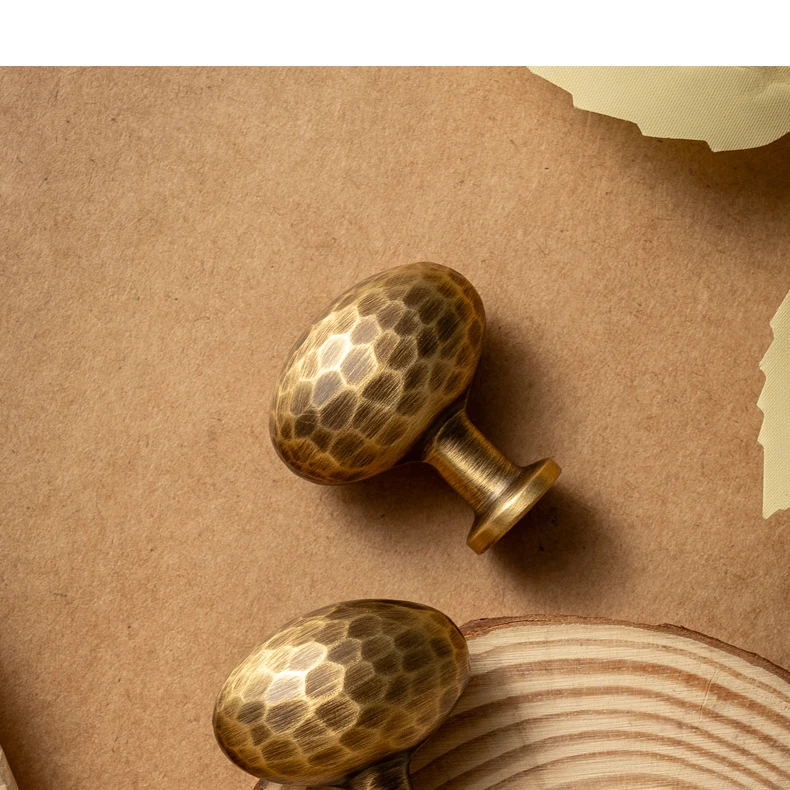 Hammered brass cabinet knob in antique brushed finish — product image 5