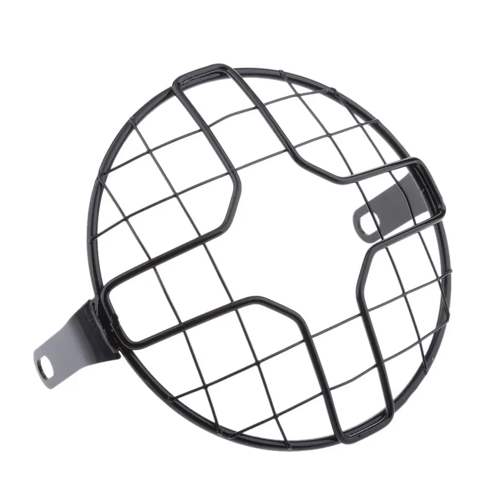 Motorcycle 7inch 175mm Headlight Mesh Grill Side Mount Universal Head Lamp Cover