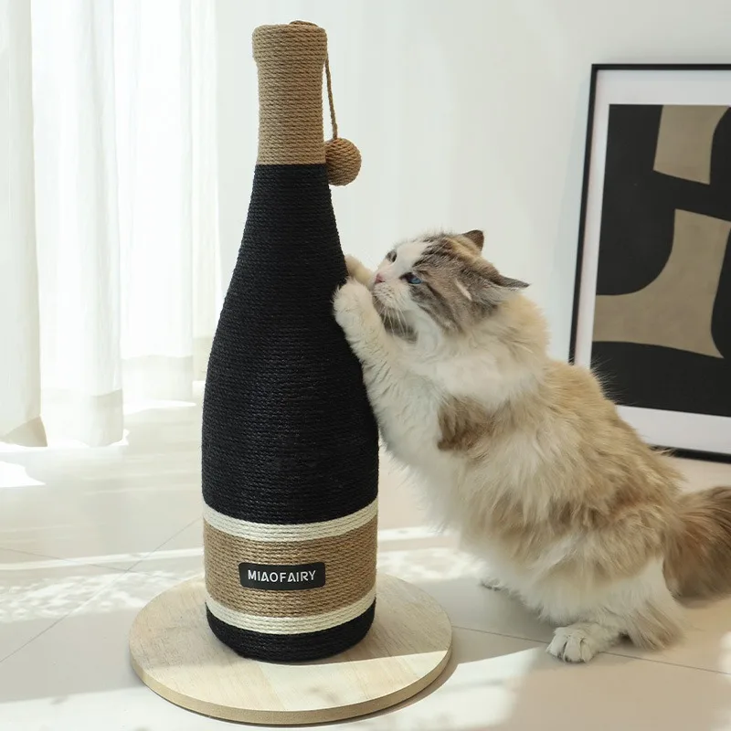Red wine bottle sisal cat scratching board, wear-resistant hemp rope protects sofa vertical claw grinding toy