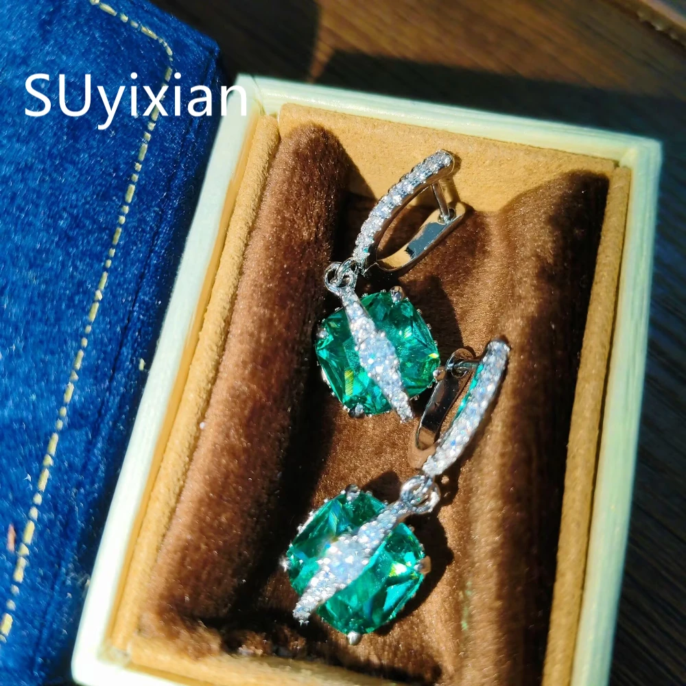 925 Sterling Silver Multi-Color Sugar Cube Earrings Ring Necklace Set