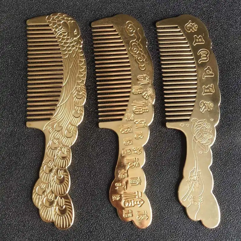Brass , rose flower comb, smooth combing, -static, great gift item, die-cast, brushed finish, sealed glaze, anti-fading,