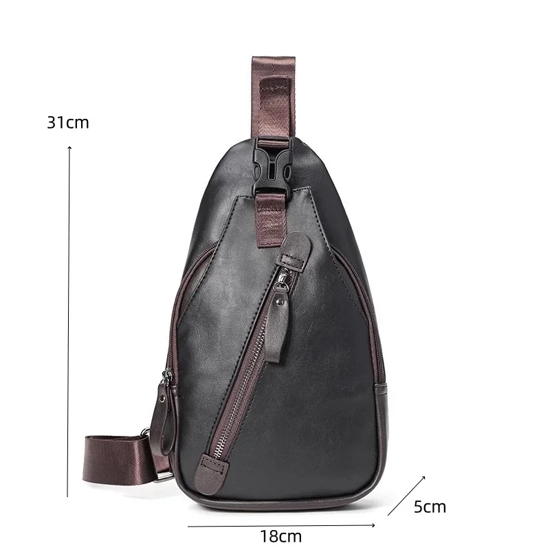 2026 Fashion Chest Bag Men Single Shoulder Bag Men Chest Bags PU Leather Crossbody Bag Male Waist Packs Outdoor Cycling Backpack