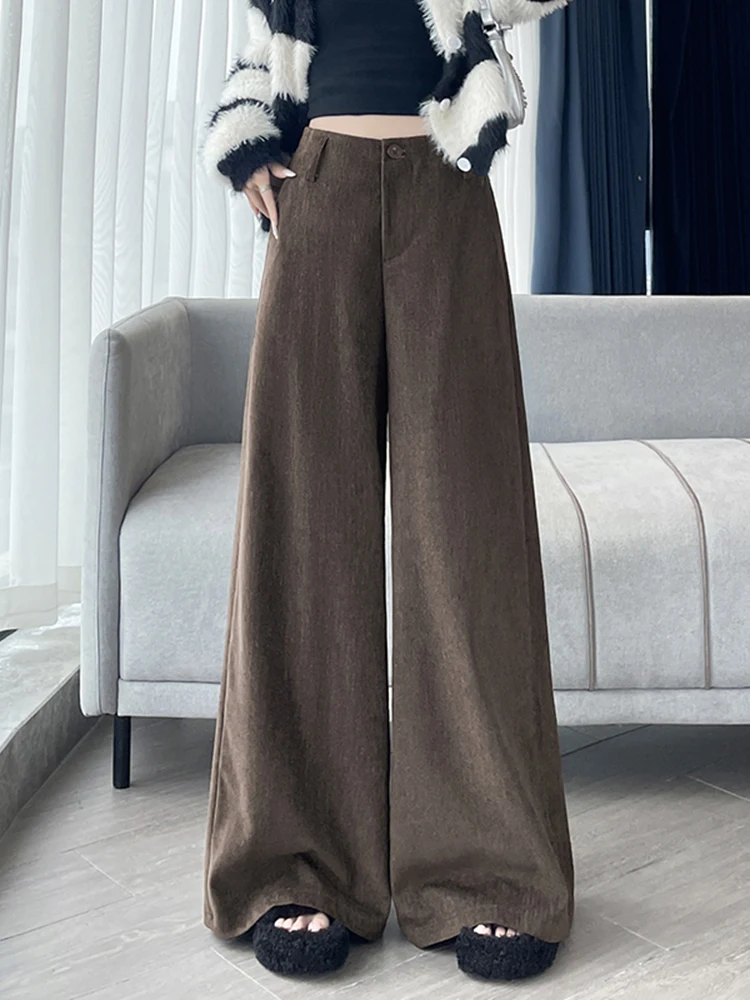High Waist Drapey Straight Leg Wide Leg Pants Women's Casual Trousers Autumn Winter New Sle Slimming Look Faion Sensation