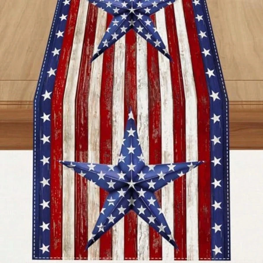 ACZ Watercolor Red White Blue American Flag Stars Table Runner Patriotic Decoration for Home