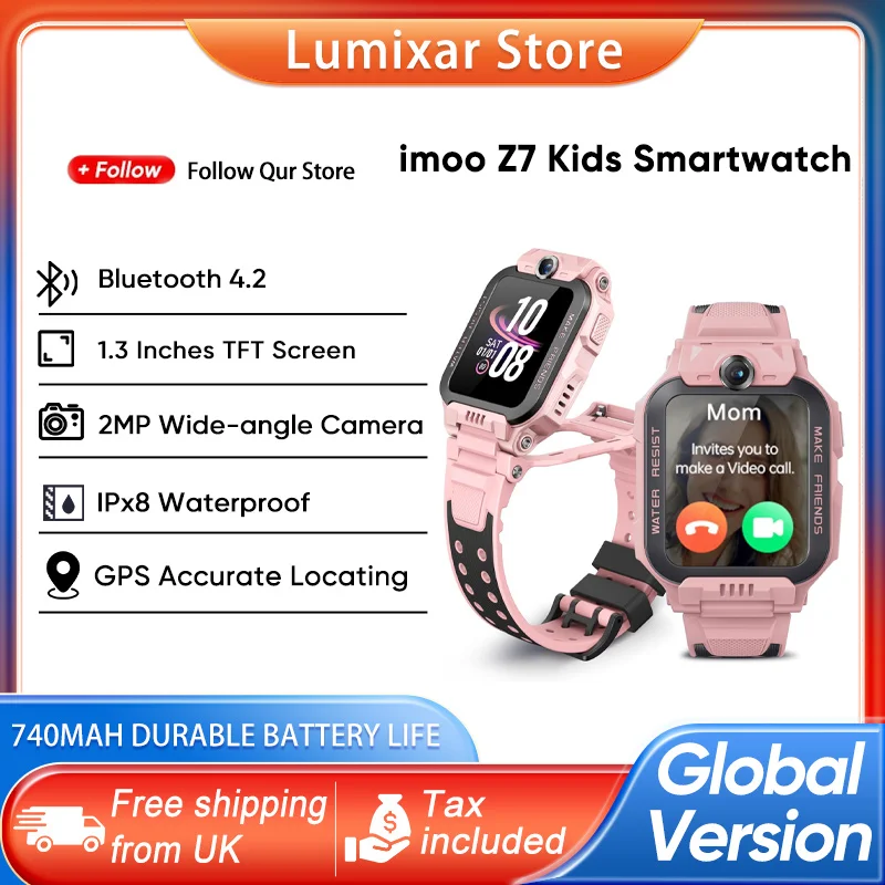 imoo Z7 Watch Phone Kids Smartwatch GPS Smart Watch with SIM 4G HD Video and Voice Call IPX8 Waterproof Global Version