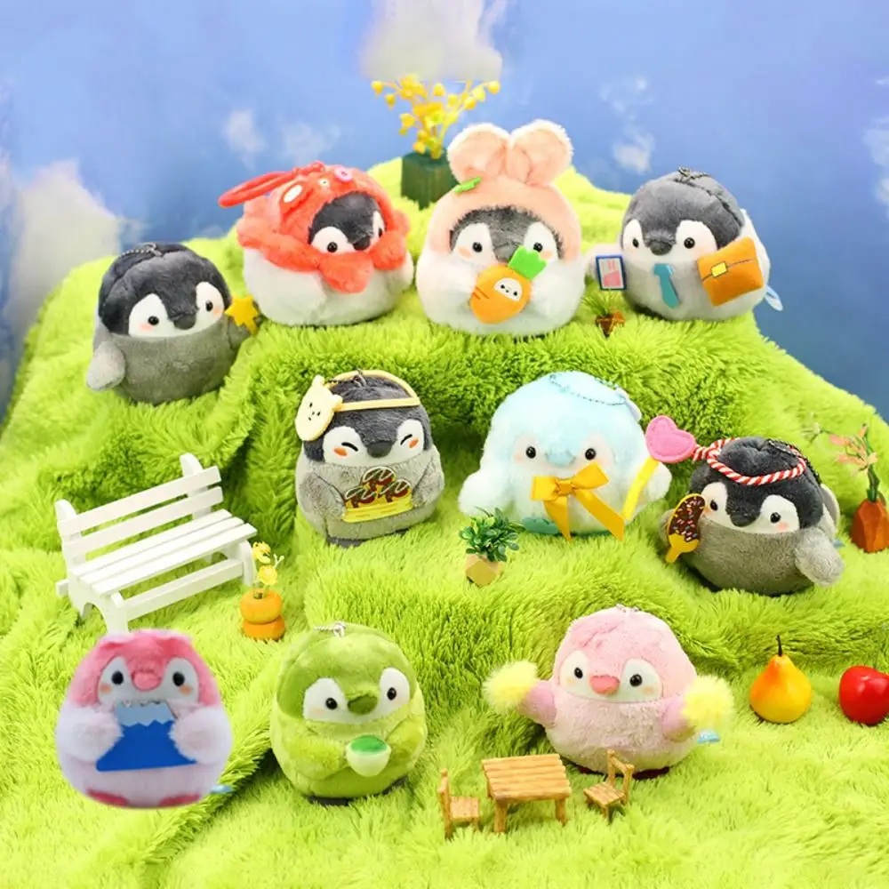 Kawaii Cartoon Cross-dressing Penguin Doll Plush Backpack Charm Bag Pendant Small Kids Gift Stuffed Animal Keyring