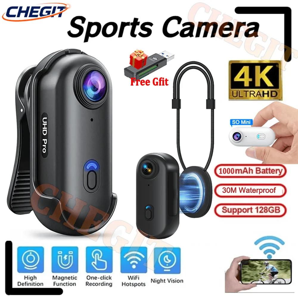 

4K 1080P Motorcycle Road Sport Cam Mini Body Camera Helmet Handlebar Battery Body cam Full Hd Sports Action Wifi H88 camera