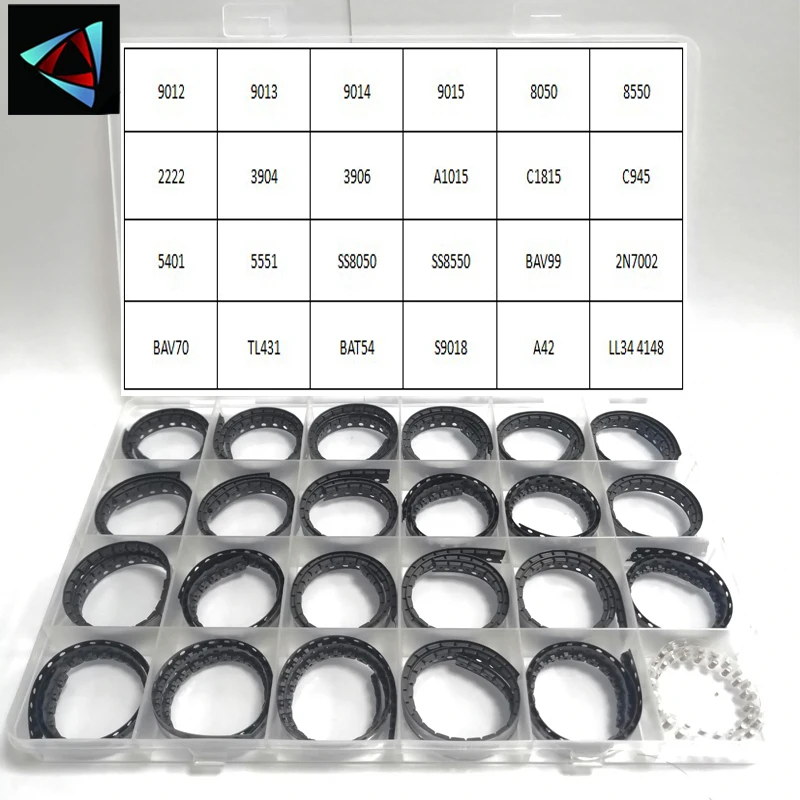 SOT-23 T4 24 Values  SMD SOD 4148 5551 2222 TL431 9013 9014 3906 BAV99 A42 9018 C945 BAT Transistor And Diode Assortment Kit BOX