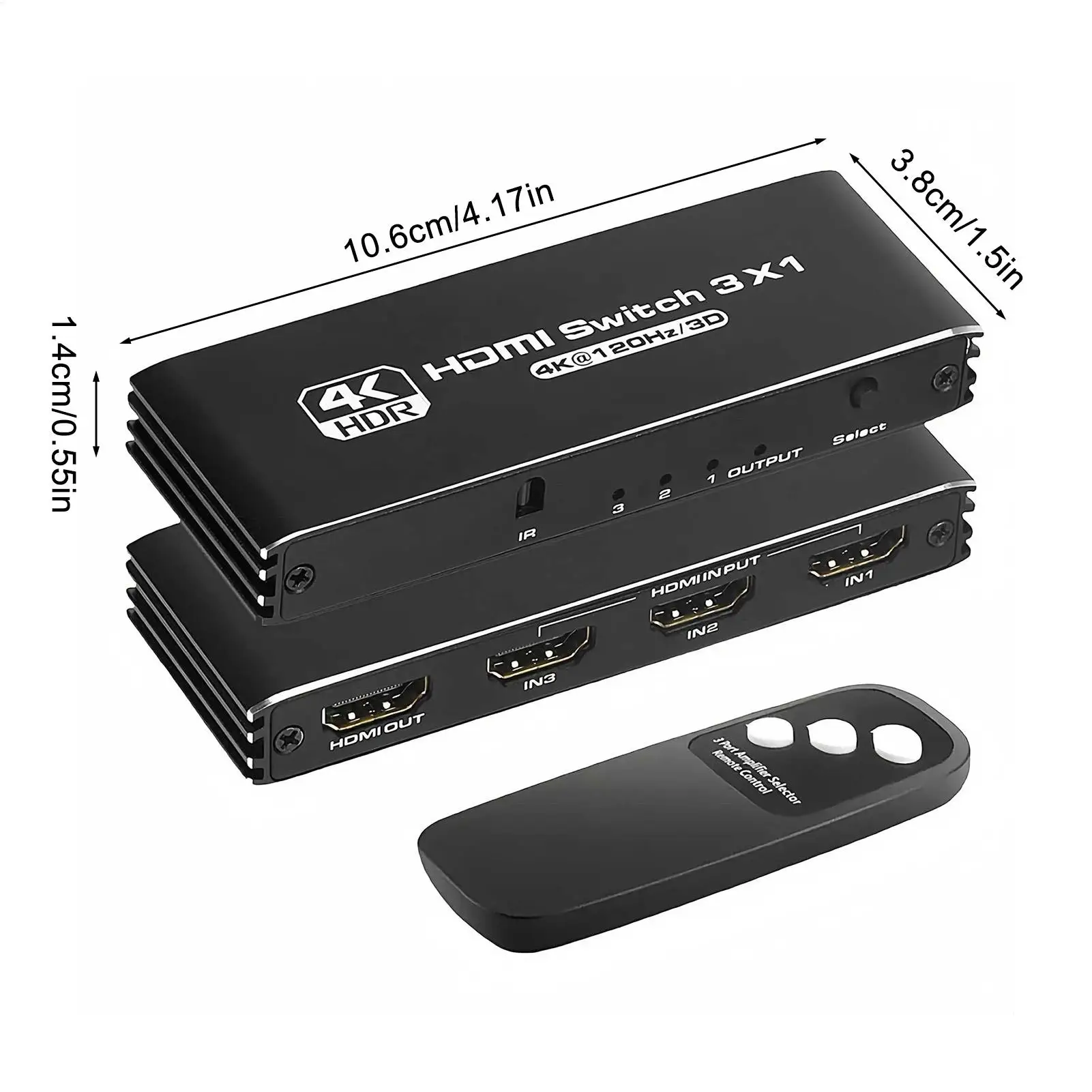 مقسم واجهة الوسائط المتعددة عالي الوضوح 4K120 هرتز مع جهاز تحكم عن بعد، محول توصيل وتشغيل الكمون المنخفض للصوت