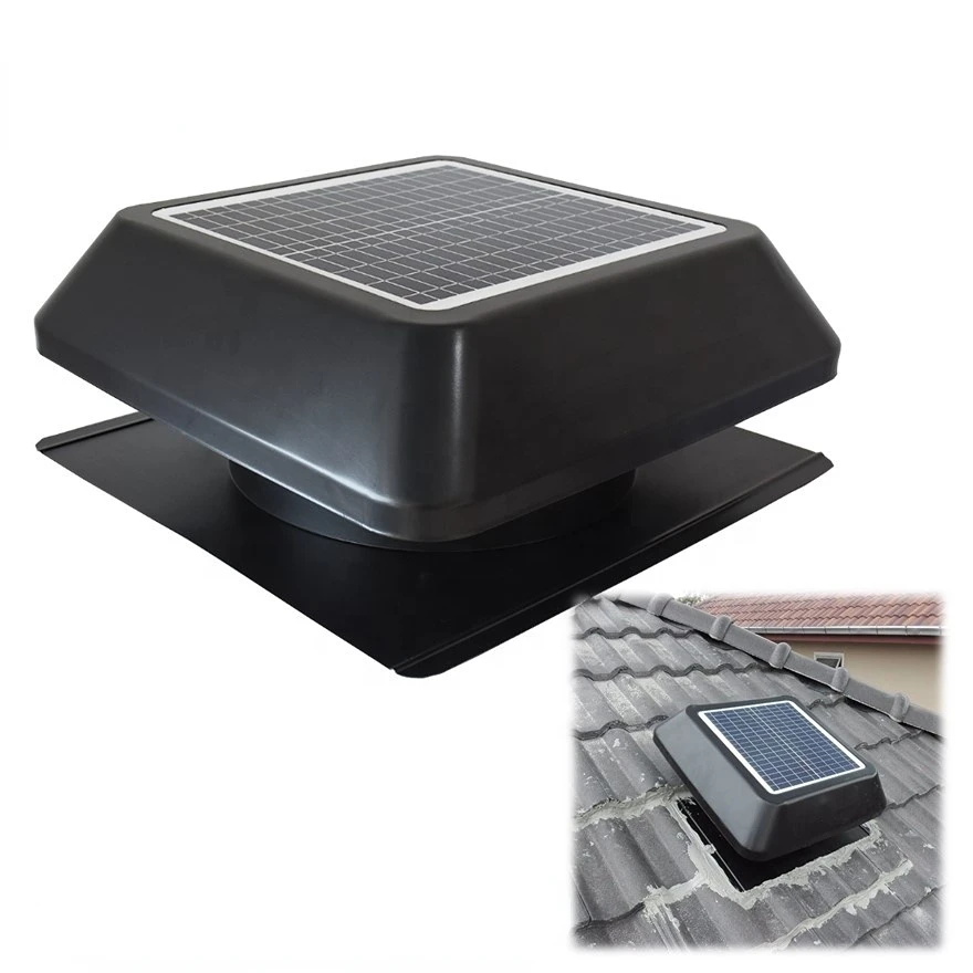 Roof Top Tunnel Green Air Vent 14'' Solar Powered Attic Heat Extractor Air Circulator High Speed DC Ceiling Fan Ventilation Fan