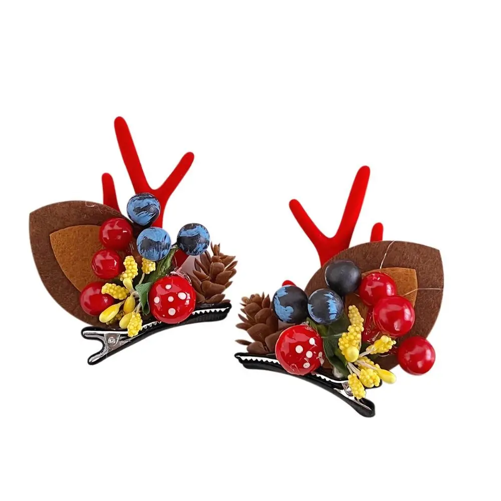 1 pair Bowknot Christmas Hairpin Santa Claus Snowflake Children Deer Antler Hair Clip Sequin Christmas Tree