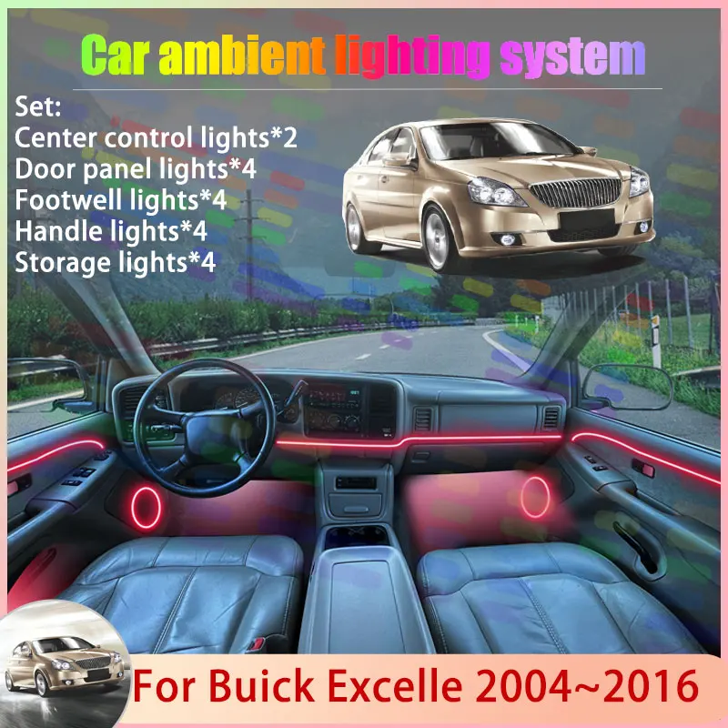 

For Buick Excelle 2004~2016 2005 2006 J200 MK1 2/24 in 1 Car Atmosphere Light Lamp RGB Shade Ensemble Streamer Atmosphere Set