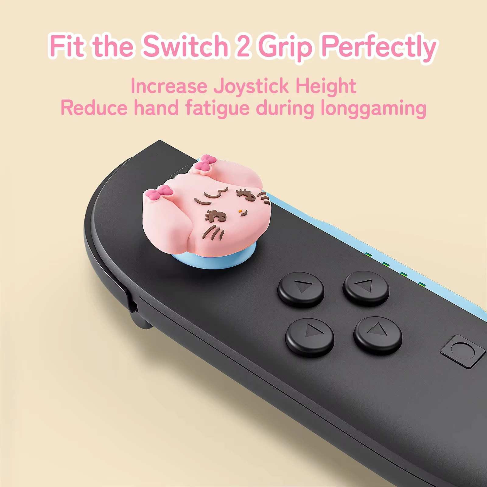 Mikko Thumb Grips Compatible with Switch 2 - Silicone Joystick Protector for NS2 Controller, GeekShare Cute Cartoon Design