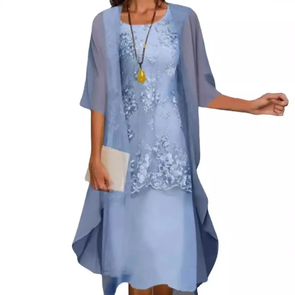 

Ele Кружевной шифоновый комплект Dr из двух предметов, весна-осень, независимая станция Faion, бестселлер, повседневная длинная юбка свободного покроя