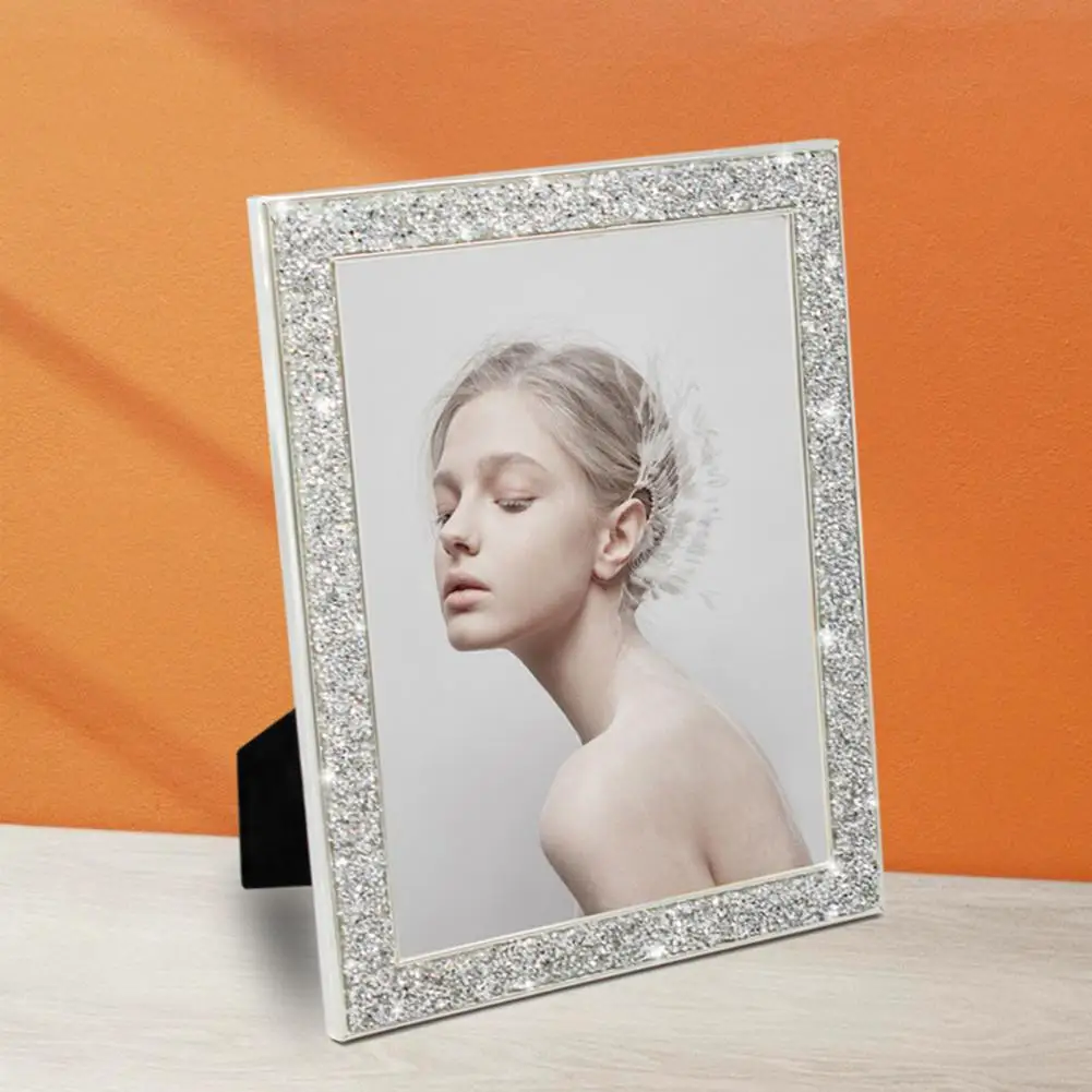 Modern Photo Frame Luxury Edge Photo Frame Shiny Electroplated Stainless Steel Anti-skid Stand Wall Mounting Display 5/6/7 Inch