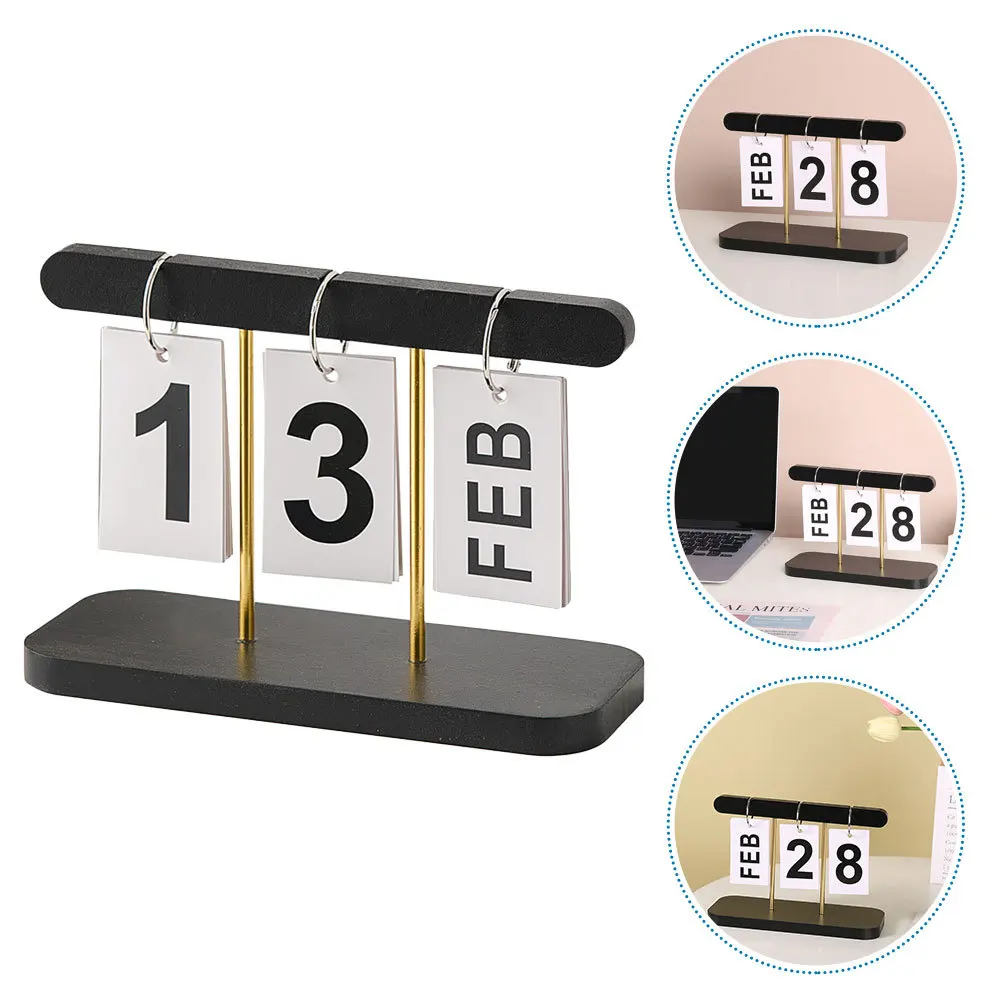 

Деревянный настольный календарь, вечный перекидной календарь в винтажном стиле, многоразовый, для отображения даты, для декора дома и офиса, украшение для стола